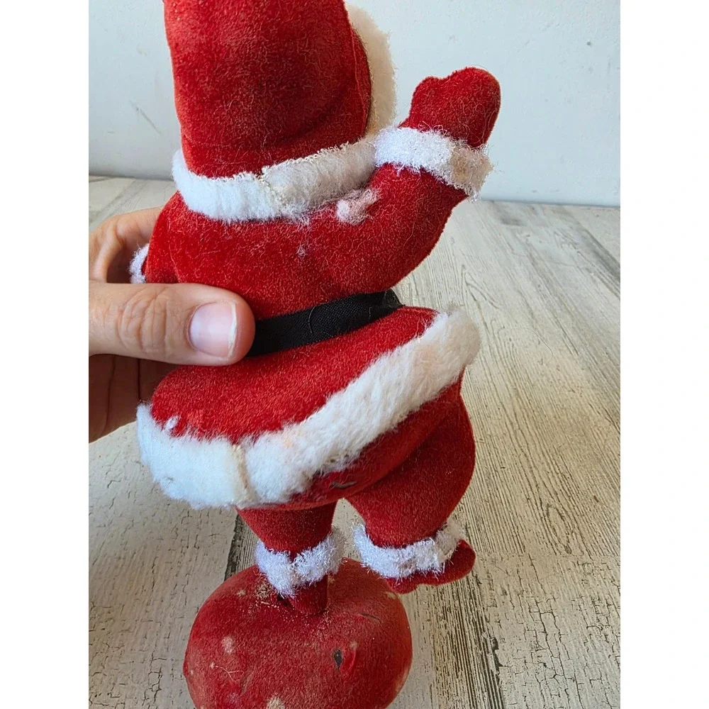 Antique felt Santa vintage standing red dancing Xmas decor